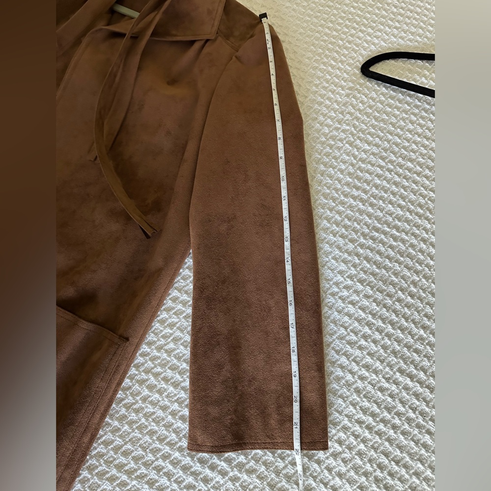 Vera Maxwell Vegan Suede Brown Trench Coat - Picture 6 of 7